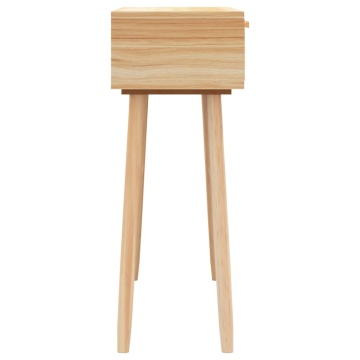 Masă consolă maro 80x30x75 cm lemn masiv pin și ratan natural - Img 8
