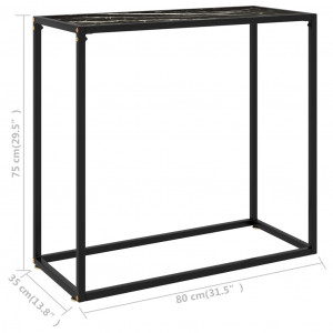 Masă consolă, negru, 80x35x75 cm, sticlă securizată - Img 5