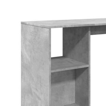 Masă de bar cu raft, gri beton, 124x46x103,5 cm, lemn prelucrat - Img 6