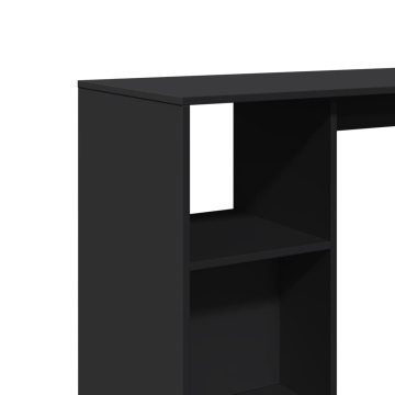 Masă de bar cu raft, negru, 124x46x103,5 cm, lemn prelucrat - Img 6