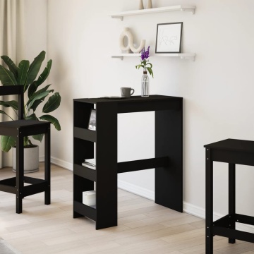Masă de bar cu rafturi, negru, 90x40x103,5 cm, lemn prelucrat - Img 3