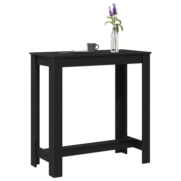 Masă de bar Neagră din Stejar 102x50x103,5 cm din Lemn Stratificat - Img 3
