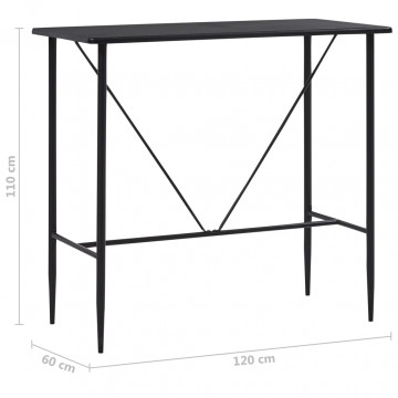 Masă de bar, negru, 120 x 60 x 110 cm, MDF - Img 5