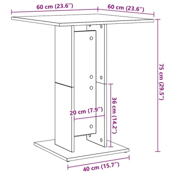 Masă de bistro, gri beton, 60 x 60 x 75 cm, lemn prelucrat - Img 7