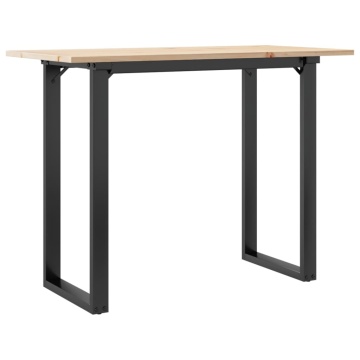 Masă de bucătărie, cadru O, 100x50x75cm lemn masiv pin și fontă - Img 2