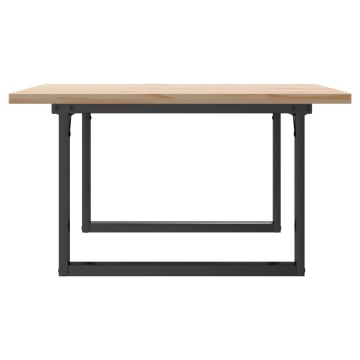 Masă de cafea, cadru O, 80x80x45,5 cm, lemn masiv pin și fontă - Img 8