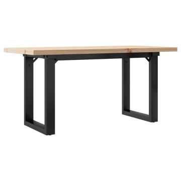 Masă de cafea, cadru O, 90x40x45,5 cm, lemn masiv pin și fontă - Img 2