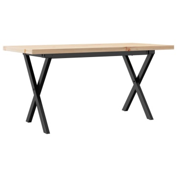 Masă de cafea, cadru X, 100x50x45,5 cm, lemn masiv pin și Oţel - Img 2