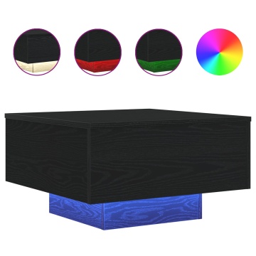 Masă de cafea cu lumini LED Stejar negru 55x55x31 cm - Img 4
