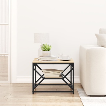 Masă de cafea cu raft din stejar Sonoma – 51x50x40 cm – fabricată din lemn prelucrat - Img 4