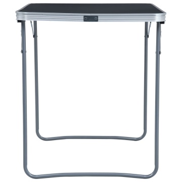 Masă de camping pliabilă cu cadru metalic, gri, 80 x 60 cm - Img 3
