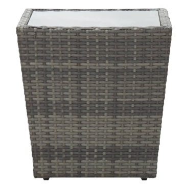 Masă de ceai gri 41,5x41,5x43 cm poliratan sticlă securizată - Img 2