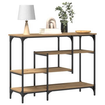 Masă de Consolă Artisan Stejar 100x35x75 cm Lemn Stratificat & Oțel - Img 3