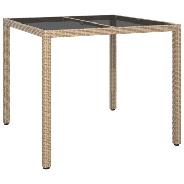 Masă de dining Bej 90x90x75 cm Poliratan - Img 2