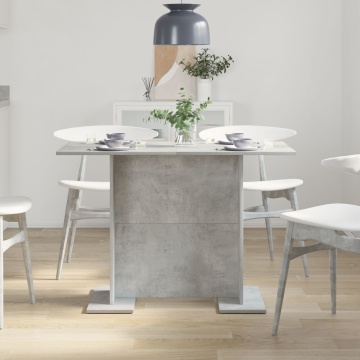 Masă de dining Gri Beton 110x60x75 cm Lemn ingineresc - Img 4