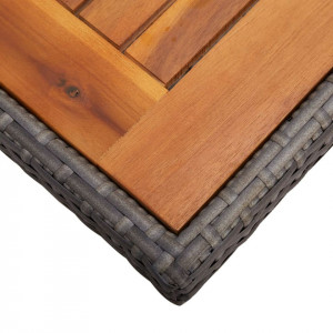 Masă de exterior, gri, poliratan și lemn masiv de acacia - Img 4