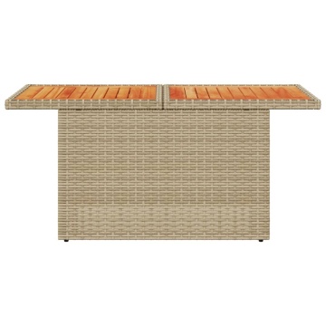Masă de grădină, bej, 100x55x73 cm, poliratan și lemn de acacia - Img 8