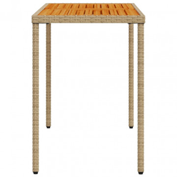 Masă de grădină, blat din lemn acacia, 115x54x74 cm, poliratan - Img 8