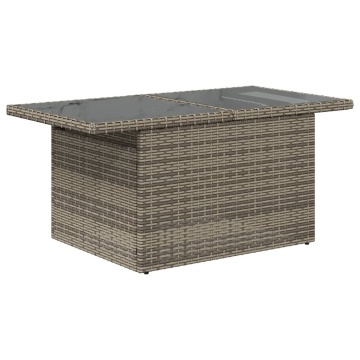 Masă de grădină, blat din sticlă, gri, 100x55x73 cm, poliratan - Img 6