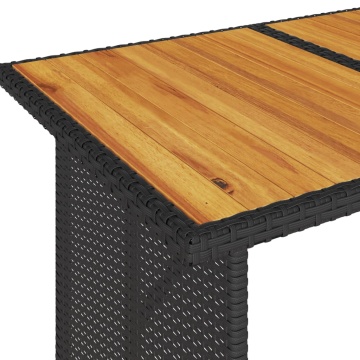 Masă de grădină cu blat din lemn, negru 110x68x70 cm poliratan - Img 7