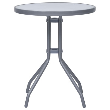 Masă de grădină, gri deschis, 60 cm, oțel și sticlă - Img 2