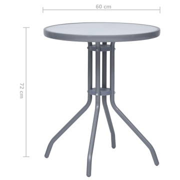 Masă de grădină, gri deschis, 60 cm, oțel și sticlă - Img 5