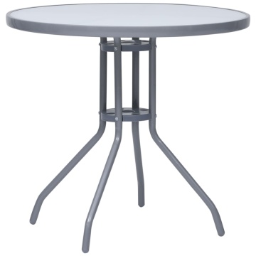 Masă de grădină, gri deschis, 80 cm, oțel și sticlă - Img 1