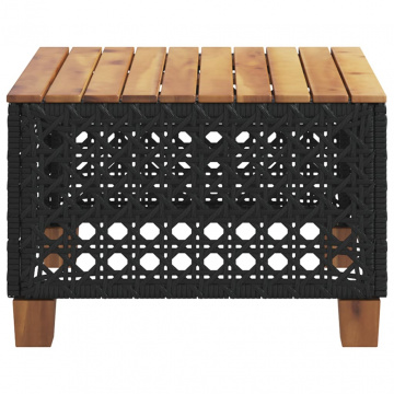 Masă de grădină, negru, 55x55x36 cm, poliratan și lemn acacia - Img 8