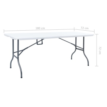 Masă de grădină pliabilă, alb, 180x72x72 cm, HDPE - Img 7