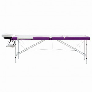 Masă de masaj pliabilă, 3 zone, alb și violet, aluminiu - Img 3