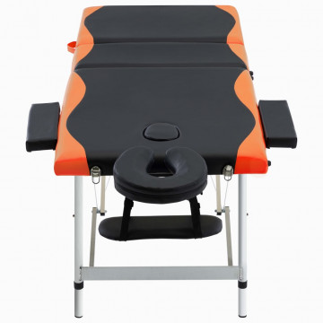 Masă de masaj pliabilă, 3 zone, negru și portocaliu, aluminiu - Img 2