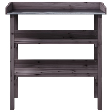 Masă de plante cu raft, gri, 78x38x82,5 cm, lemn masiv de brad - Img 4