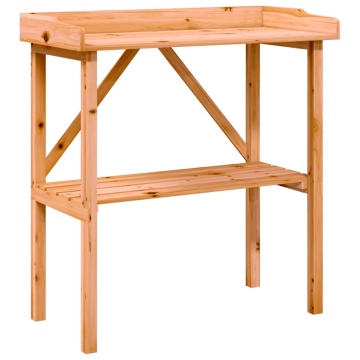 Masă de plante cu raft, maro, 78x38x82,5 cm, lemn masiv de brad - Img 2