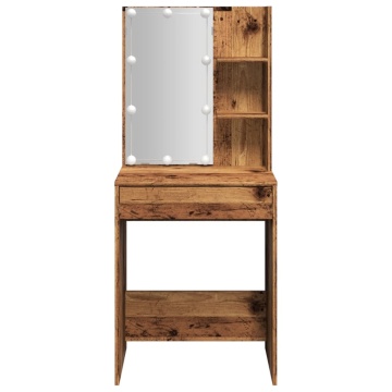 Masă de toaletă cu LED, lemn vechi, 60x40x140 cm - Img 5