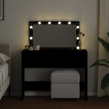 Masă de toaletă cu LED, negru, 100x40x120 cm - Img 3