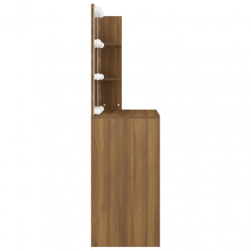 Masă de toaletă cu LED, stejar maro, 74,5x40x141 cm - Img 5