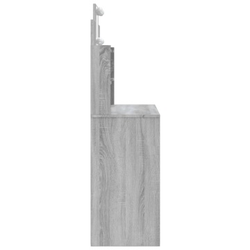 Masă de toaletă cu LED-uri, gri sonoma, 96x40x142 cm - Img 5
