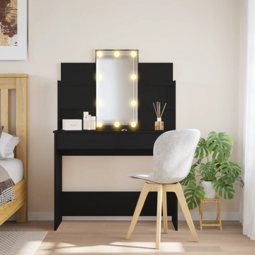 Masă de toaletă cu LED-uri, negru, 96x40x142 cm - Img 1
