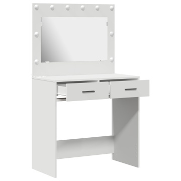 Masă de toaletă cu lumini LED Alb 78,5x41x135 cm - Img 4
