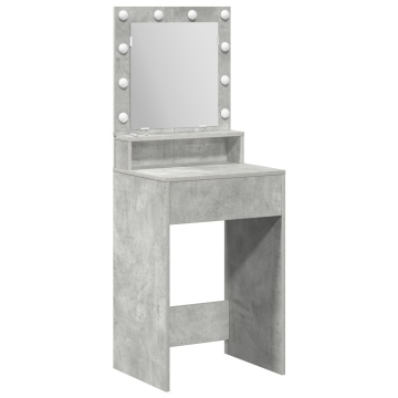 Masa de toaletă cu lumini LED, gri beton, 50x41x135 cm - Img 2