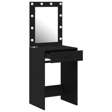 Masa de toaletă cu lumini LED, stejar negru, 50x41x135 cm - Img 3