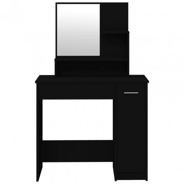 Masă de toaletă cu oglindă, negru, 86,5x35x136 cm - Img 5