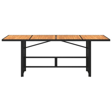 Masă grădină, blat din lemn acacia negru 190x80x75 cm poliratan - Img 4