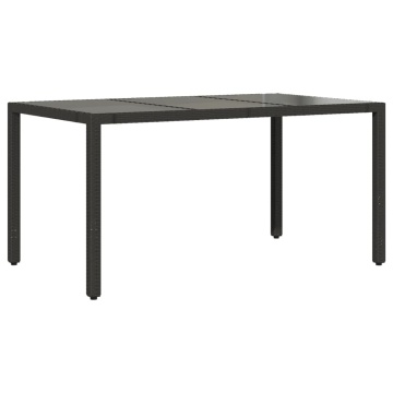 Masă grădină cu blat din sticlă, negru, 150x90x75 cm, poliratan - Img 8