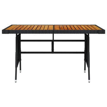 Masă grădină, negru, 130x70x72 cm, poliratan/lemn masiv acacia - Img 2