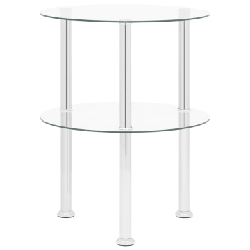Masă laterală 2 niveluri, transparent, 38 cm, sticlă securizată - Img 2