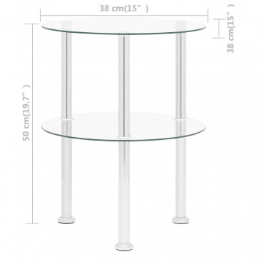Masă laterală 2 niveluri, transparent, 38 cm, sticlă securizată - Img 7