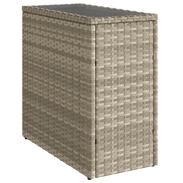 Masă laterală grădină, blat sticlă, gri 58x27,5x55 cm poliratan - Img 2