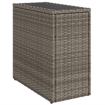 Masă laterală grădină, blat sticlă, gri 58x27,5x55 cm poliratan - Img 6