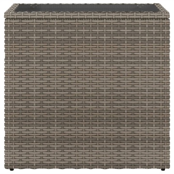 Masă laterală grădină, blat sticlă, gri 58x27,5x55 cm poliratan - Img 8